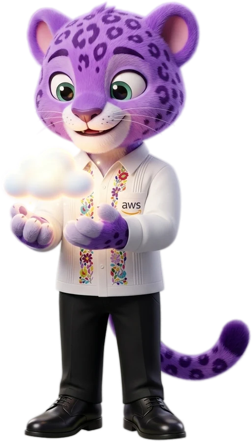 El jaguar del grupo, con guayabera bordada, sostiene una nube brillante